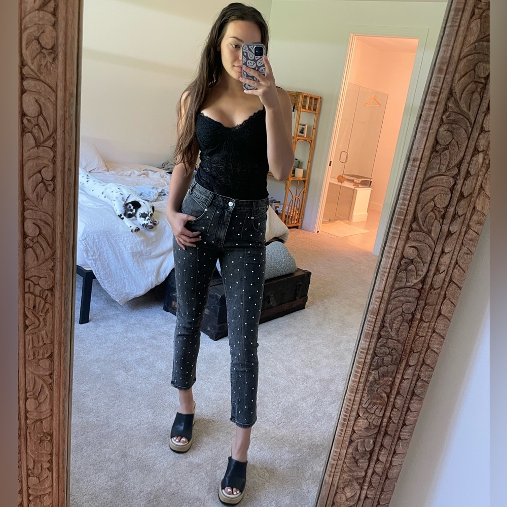 Pilcro ultra high rise studded jeans
